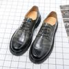 Модные мужские кожаные туфли на толстой подошве, увеличивающие рост, на шнуровке, универсальные, модные, стильные, для вечеринок, увеличивающие рост, кожаные туфли