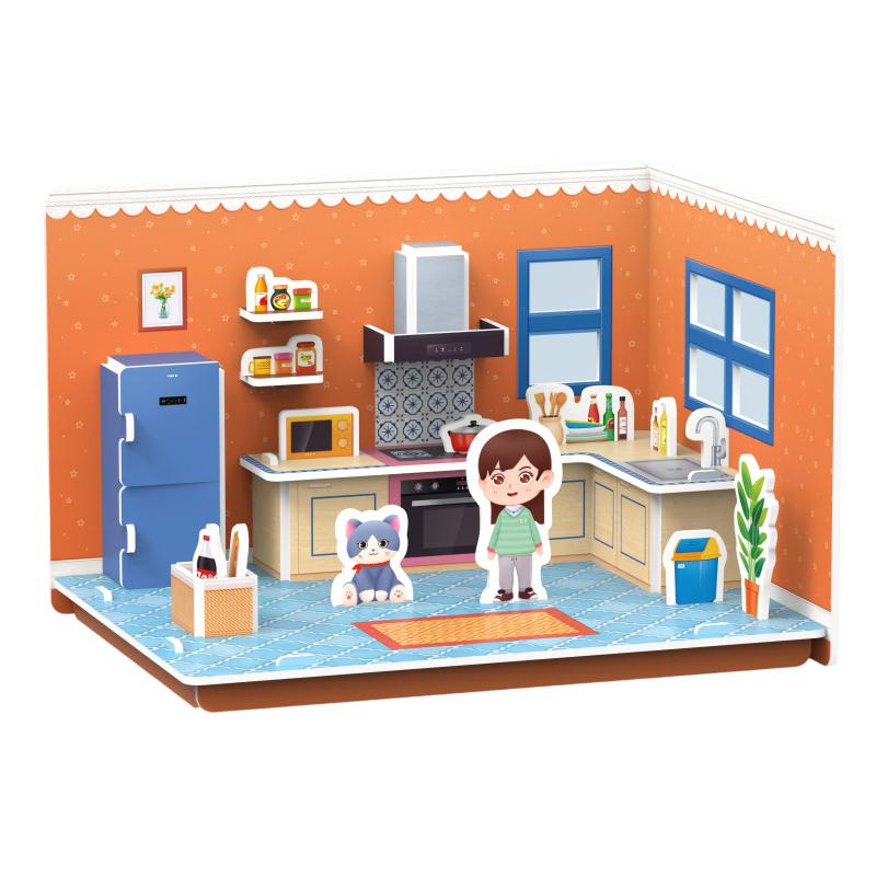 Three-Dimensional House Assemble Model Creative Handmade DIY 3D Paper Card Puzzle Parent-Child Interaction Children's Toys