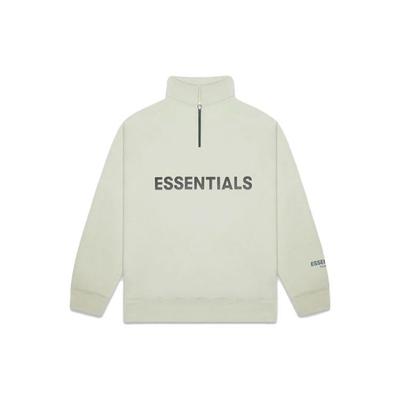 Fear of God Essentials Свитшот унисекс с молнией до середины, флисовый, с высокой горловиной, длинным рукавом, цвет шалфейно-зеленый, FW20, 0192250500213012