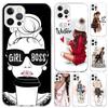 Чехол для телефона Girl Boss Female Coffee для Iphone 17 Air 16 15 Plus 14 13 Mini 12 11 Pro Max 16E 7 8 SE 2020 Мягкий чехол с принтом