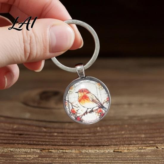Backpack Decorative Accessory Highland Cow Keychain with Blessing Card Bird Stainless Steel Key Ring Ring Animal Theme Backpacks Handbags