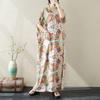 Dimanaf 2024 Plus Size Dress Women  Summer V-Neck Sundress Bohemian Floral Print Loose Big Oversize Maxi Dress 5499
