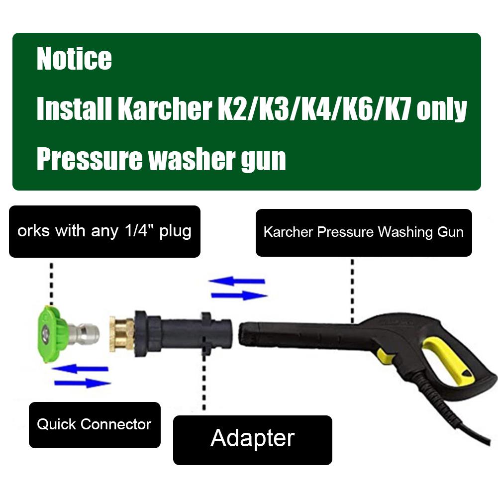 6 Pcs Car Accessories1800psi Electric High Pressure Washer Adapter For Karcher K2k3k4k5k6k7 Nozzle for Spray Gun Water Car Wash