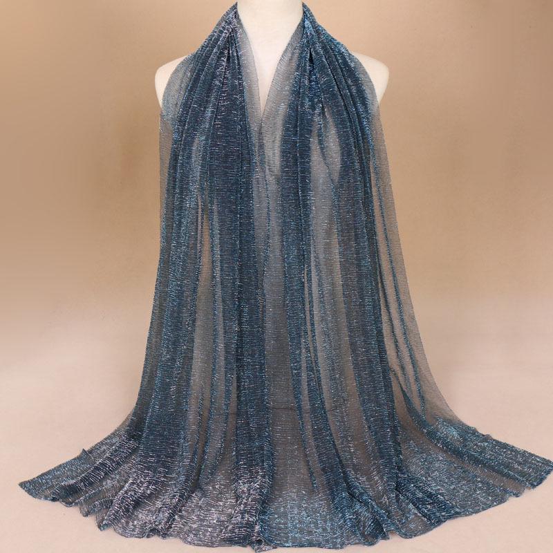 Autumn New Gold Thread Nylon Scarf For Women Girls Solid Color Sunscreen Scarves Soft Foulard Viscose Female Wrap Shawls