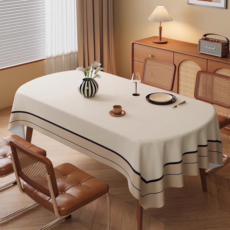 ZISIZ Minimalist Waterproof Faux Linen Tablecloth