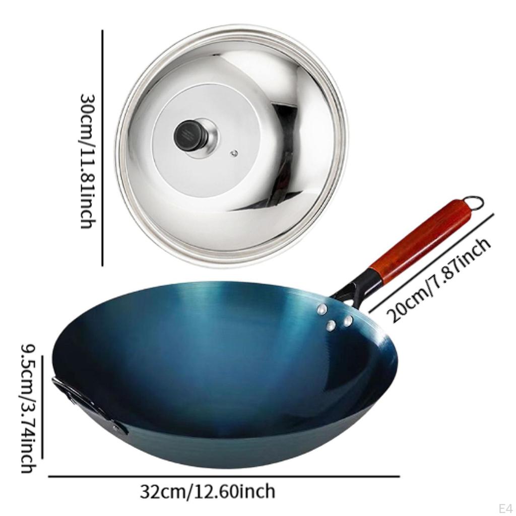 Chef's Wok Pan with Wooden Handle for Home Cooking