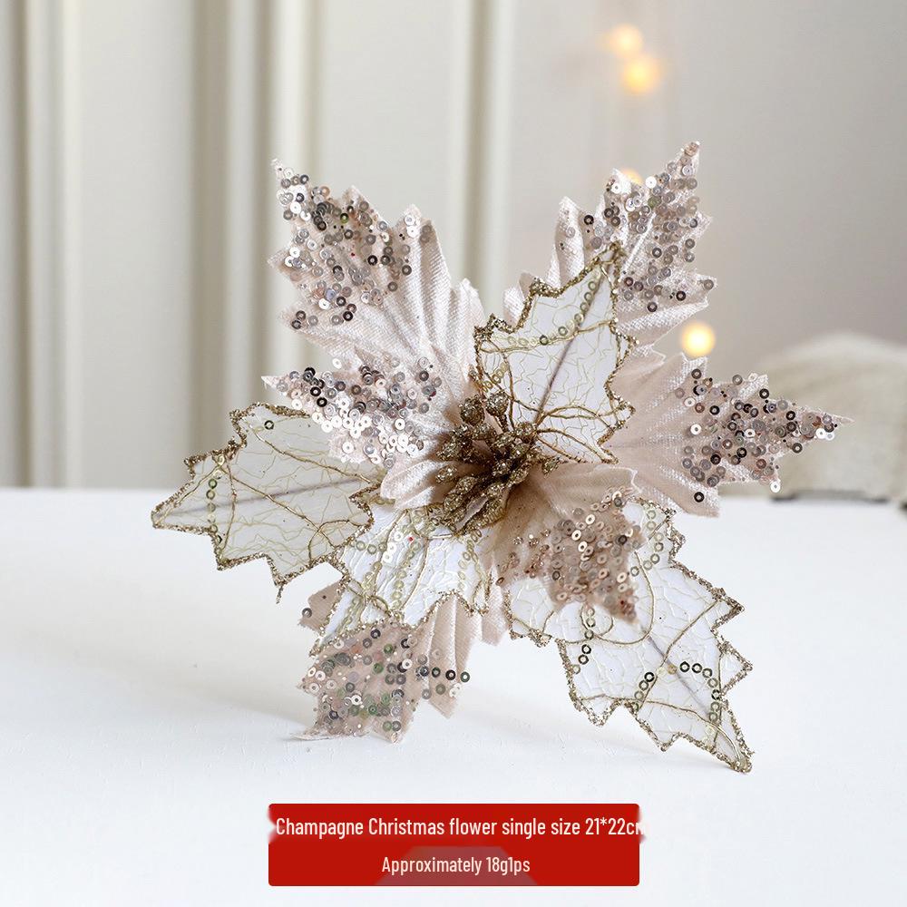 Cross-Border Glitter Flower Mesh Fabric for Christmas Floral Arrangements & Decorations