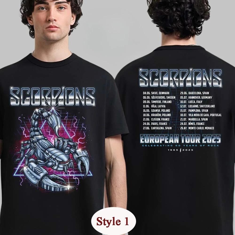 Горячий Scorpions 60 лет Scorpions Европейский тур Blowing with The Wind Футболка Мужская Женская Свободная Повседневная Оверсайз Топ Уличная Мода Y2k Мода Летняя Новая Футболка