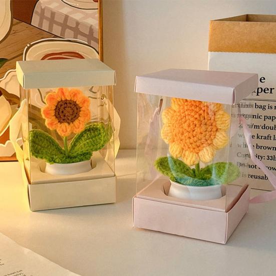 Цветы ручной вязки ручной работы Ландыш Растение Готовый вязаный крючком Подсолнух в горшке Искусственный цветок Незабудка для украшения дома и рабочего стола