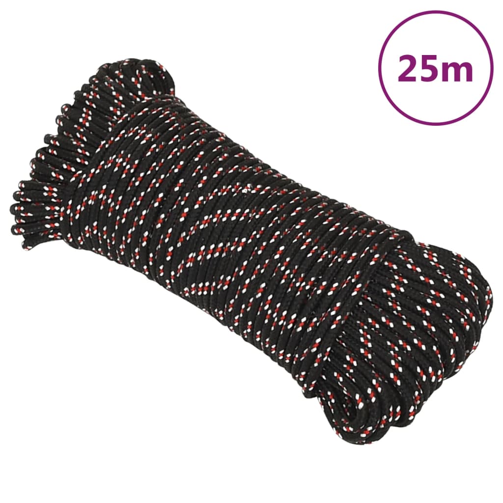 Vidaxl Linka Żeglarska, Czarna, 4 Mm, 25 M, Polipropylen