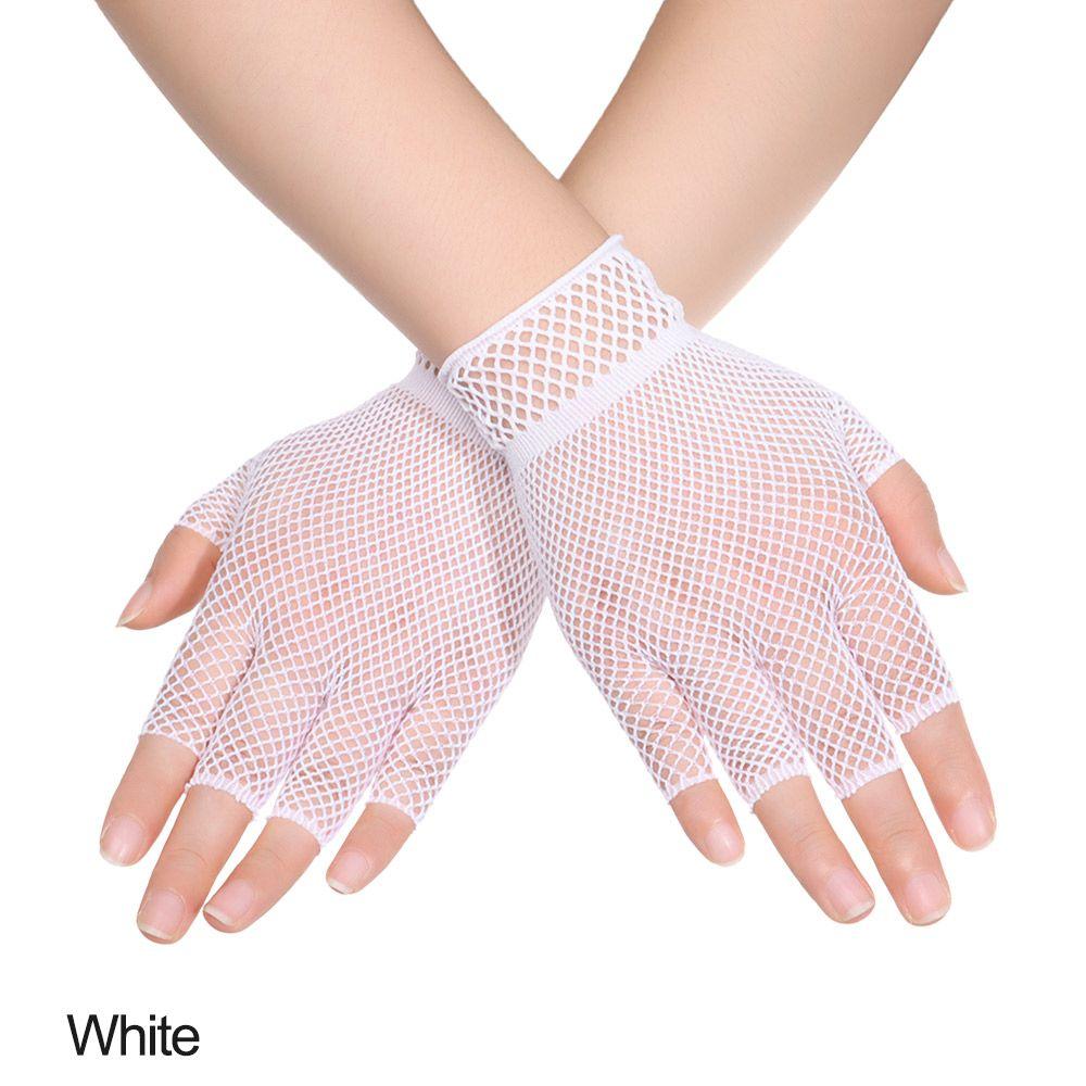 Women Men Fishing Net Stretch Half-finger Gloves Lace Mittens Short Gloves Mesh Fishnet Gloves