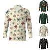 Men's Fashion Casual Christmas Print Long Sleeve Buttons Lapel Shirts Tops