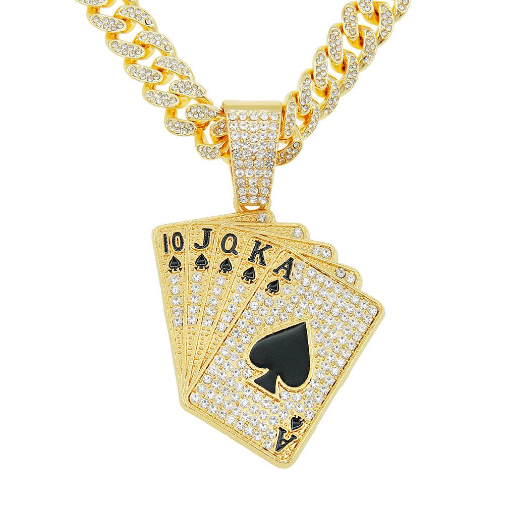Индивидуальное ожерелье с подвеской Diamond Poker — в стиле хип-хоп-панк