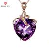 Luxury Heart-shaped Amethyst 18K Gold Color Natural Amethyst Necklace Pendant For Women Wedding Jewelry