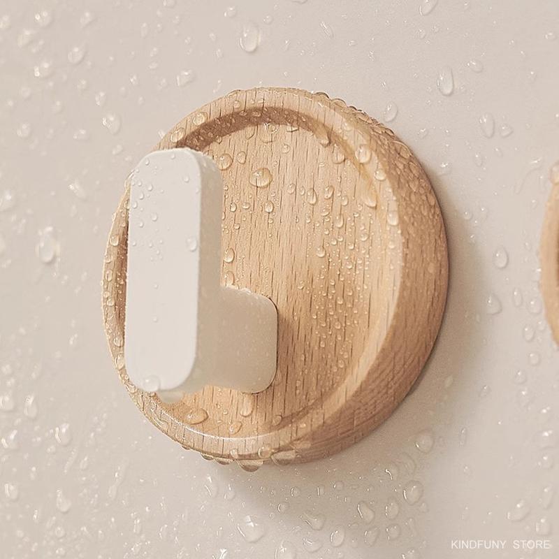 Новые деревянные декоративные крючки, круглые настенные крючки для хранения одежды, ключей, полотенец, крючки для ванной комнаты, кухонные принадлежности, организация