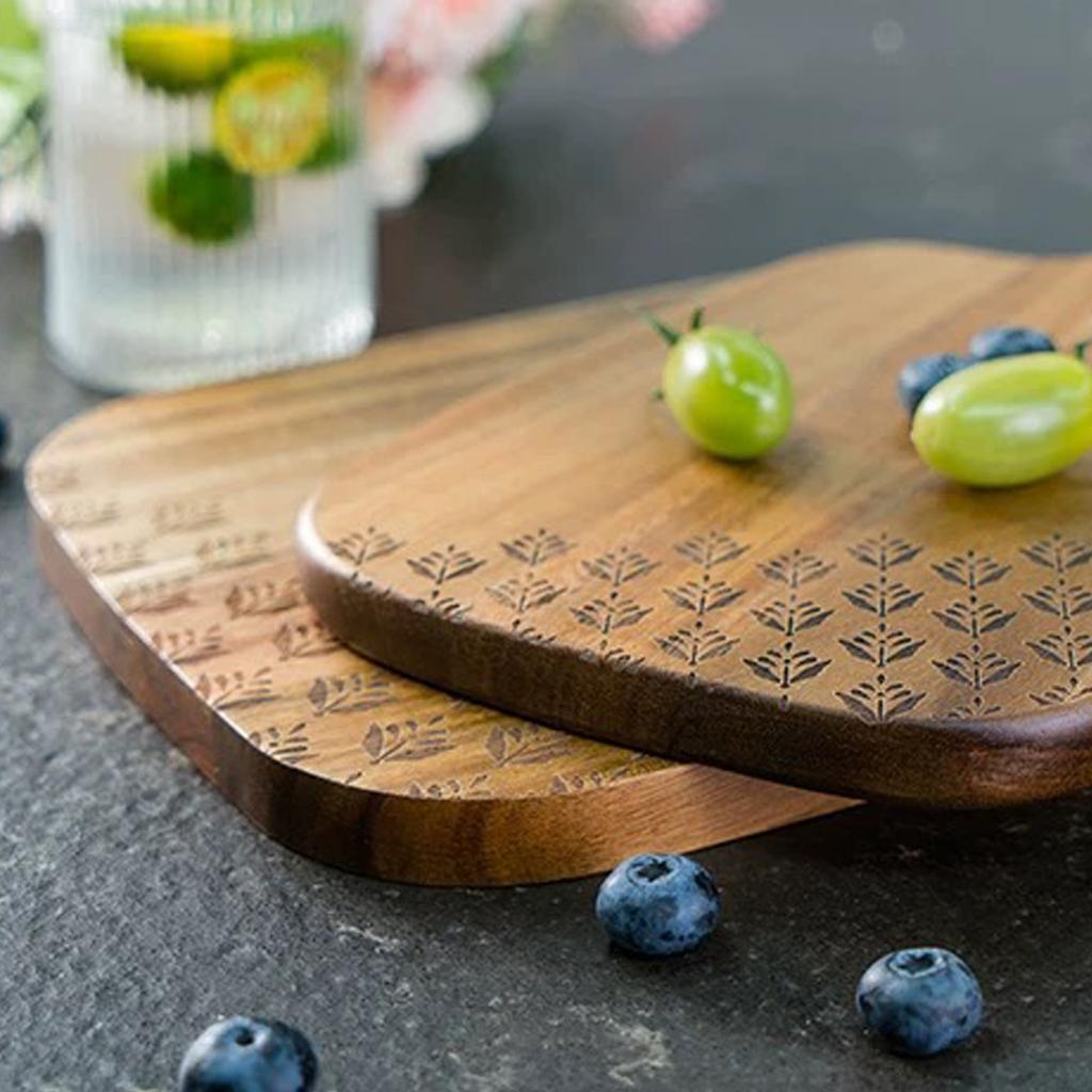 Acacia Wood Board, Wooden Cooked Food Board with Handle, Paddle, Cheese Board, Service Board for Kitchen Meat, Pizza, Cheese