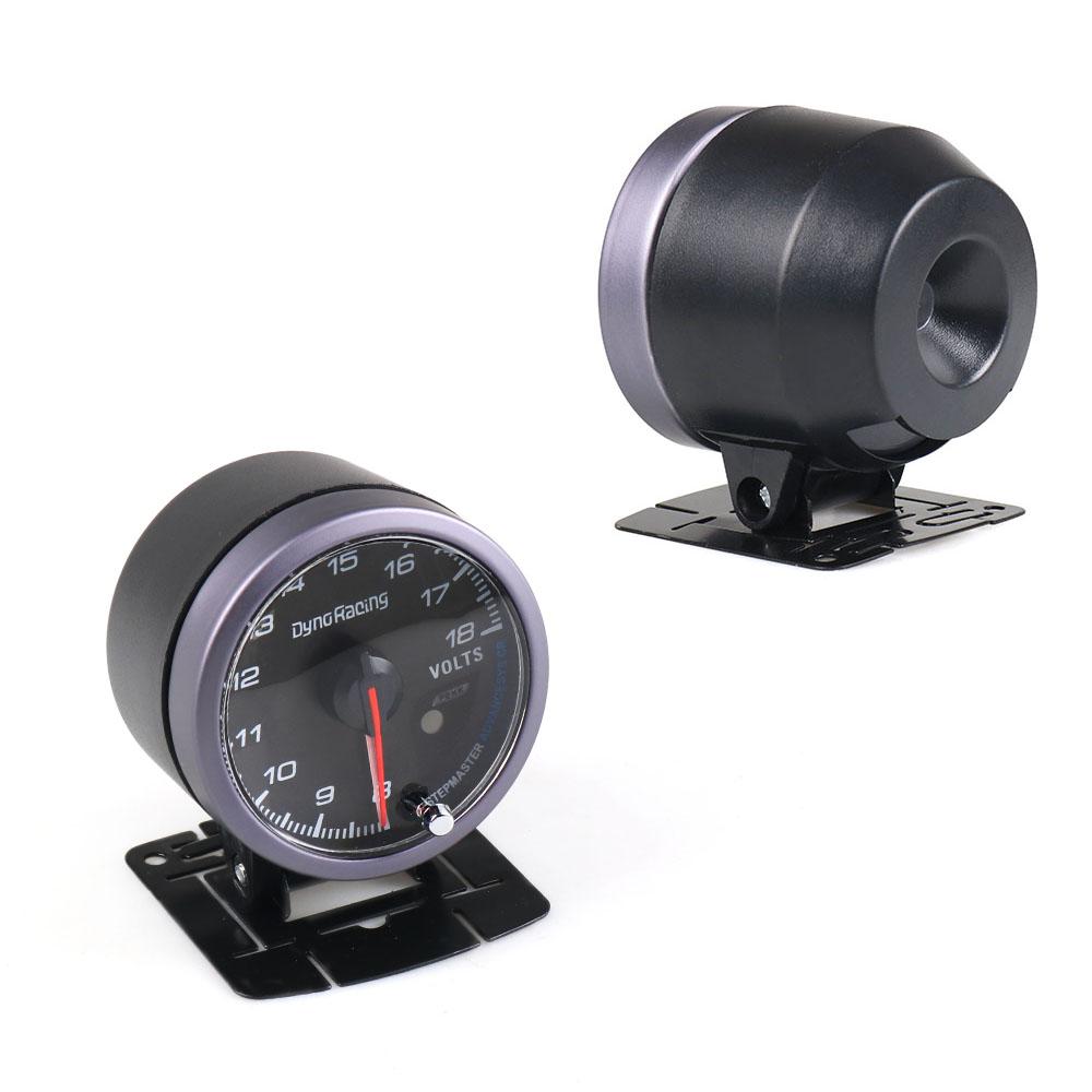 Dynoracing 60MM Voltage Gauge Black Face Voltmeter with Amber & White Lighting 8-18V Car Meter