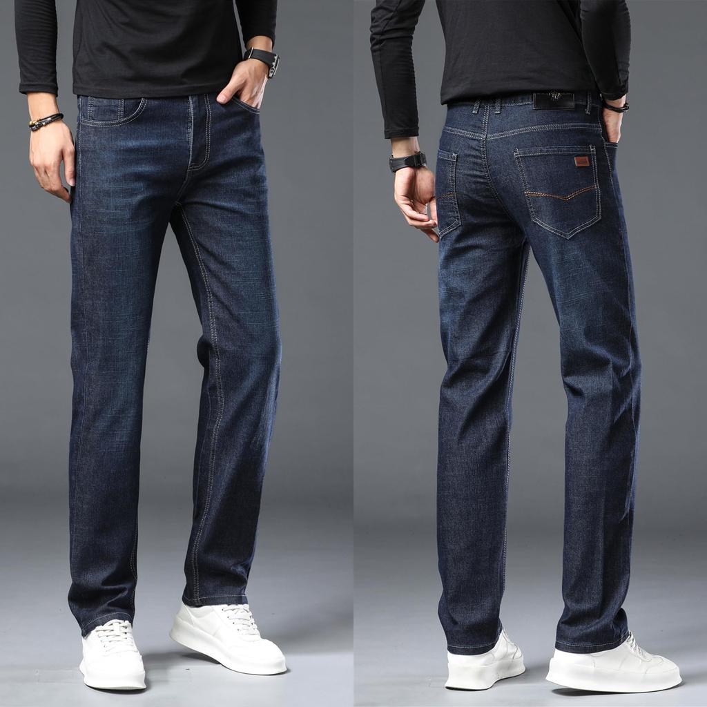 Afylln Denim Stretch Thermal Indigo Size W34 Men's Fleece-Lined Pants, Jeans, Pants, Blue,