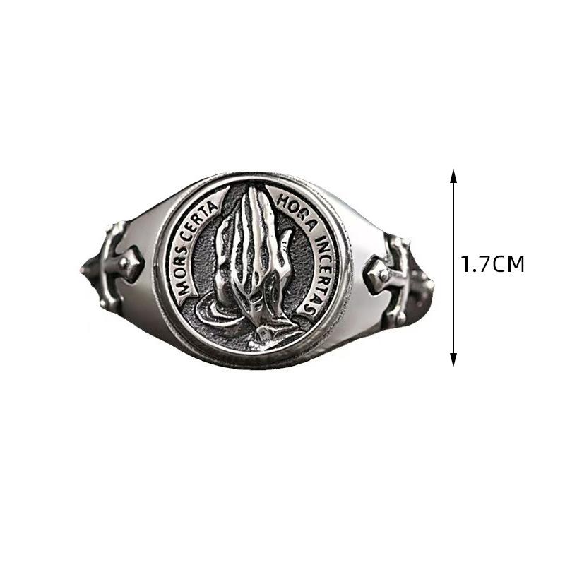New Praying Hands Ring Retro Zinc Ring Trendy Fashion Men's Ring