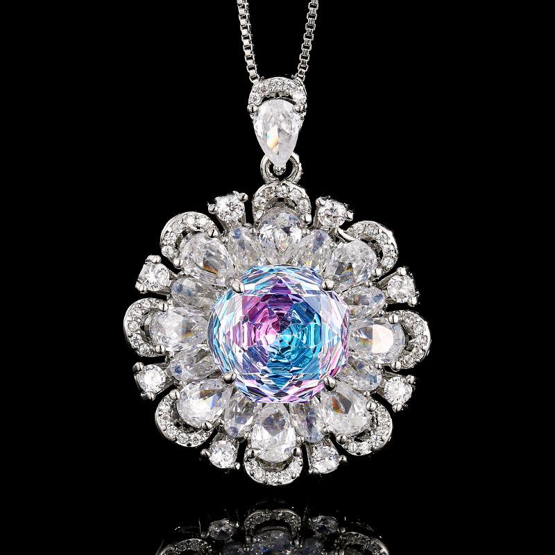 Ювелирные изделия Медное основание Позолоченное Имитация Тысячелетия Постепенно меняющий цвет Цветочный набор Главный камень 12-10 мм