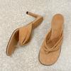 Leather Suede Suede French Stiletto Flip-flops Women's Outerwear 2025 New Spring and Summer High-heeled Sandals