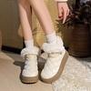 Зимние новые модные однотонные универсальные короткие женские зимние ботинки с круглым носком, теплые женские повседневные хлопковые туфли