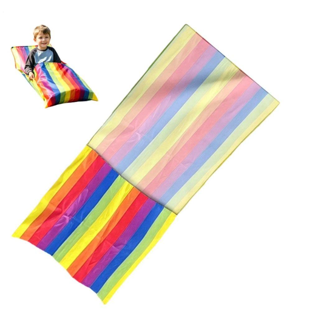 Waterproof Kids Grass Skiing Bag Foldable Rainbow Grass Dragging Mat Cooperative Game
