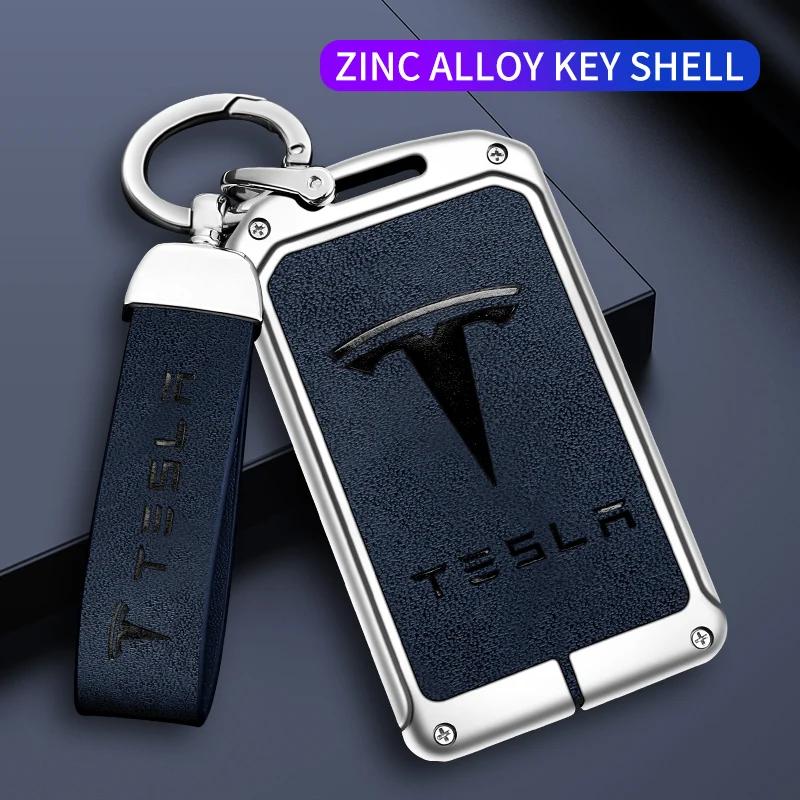 Car Metal Key Case Cover For Tesla Model 3 Model S Model X Model Y Roadster Cybertruck Keyless Card Protector Holder Accessories