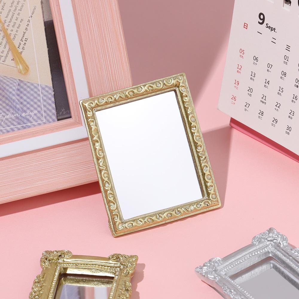 Micro Ornaments Retro Dollhouse Frame Accessories Dollhouse Mirror Miniature Wall Room Mini Mirror