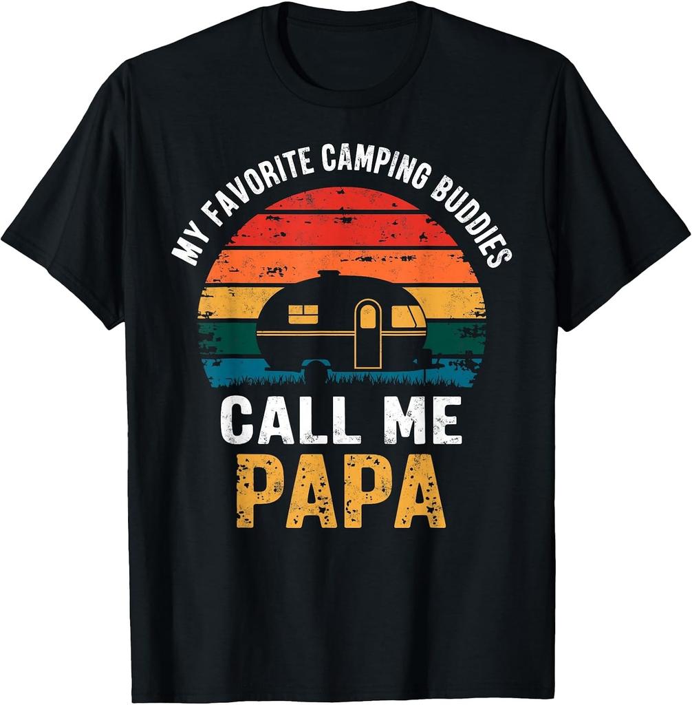 My Favorite Camping Buddies Call Me Papa Grandpa Dad Retro T-Shirt