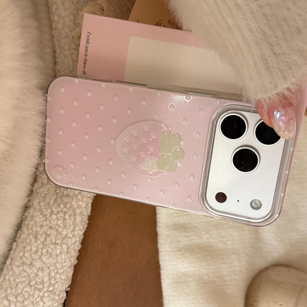Wind Point Strawberry is suitable for Apple17promax Phone case iphone17Glitter15Good-looking16/13