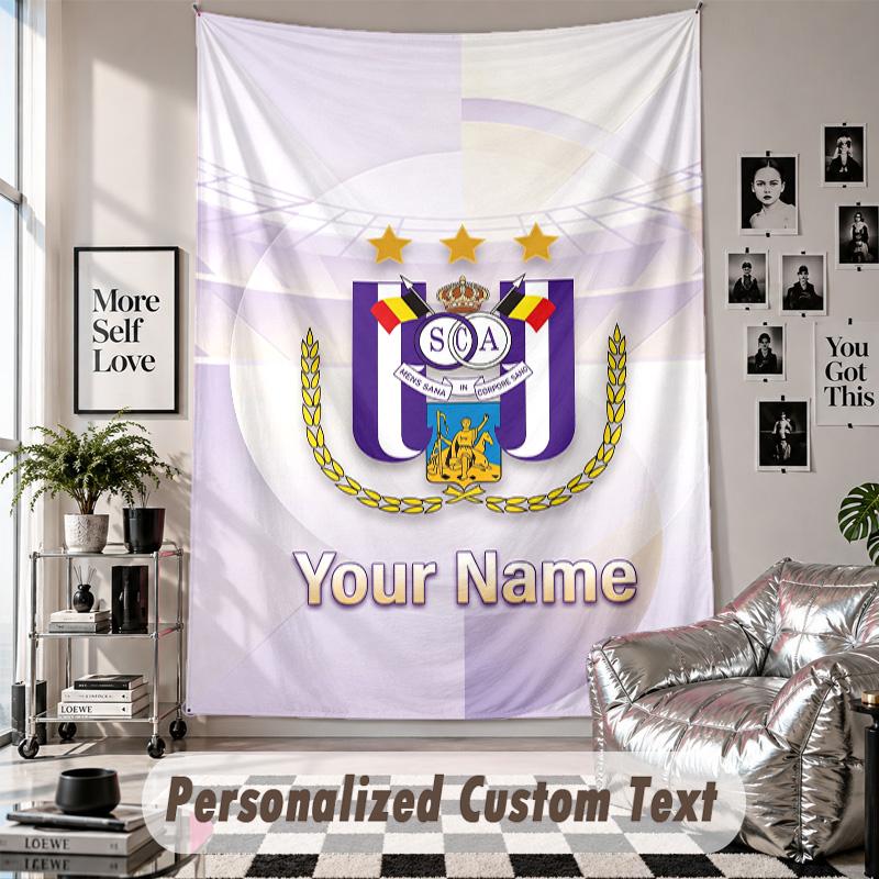 Custom Tapestry Wall Hanging, Anderlecht FC Personalized Name Text Home Wall Decor