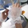 Women Wrist Cuffs Removable Bowknot Ruffled Wedding Supply Bride Dress False Sleeves Tulle Flared Sleeves
