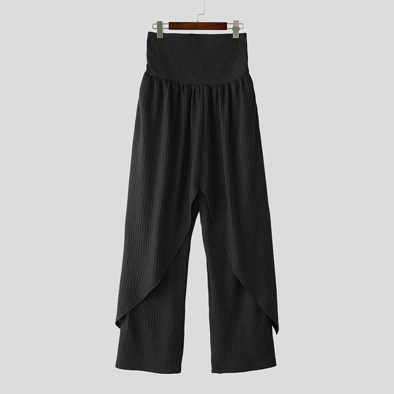 INCERUN Мужские повседневные длинные брюки с высокой эластичной талией и неровными слоями