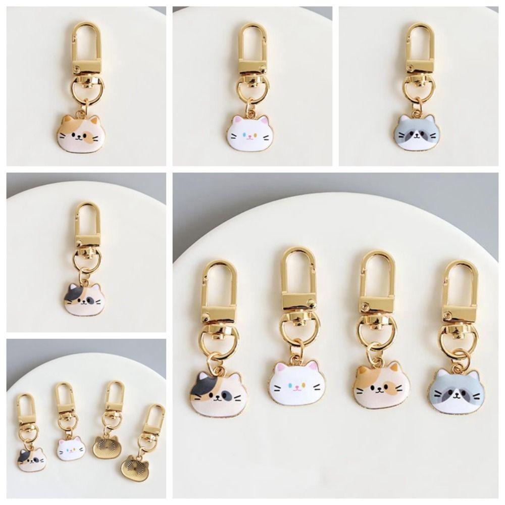 Metal Enamel Kitten Little Cat Small Keychain Hook Exquisitely Crafted U Disk Decor