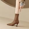 Pointy Short Heel Boots Female Korean Version Sexy Suede High Heel Socks Boots Autumn And Winter New Fashion Elastic Slim Boots