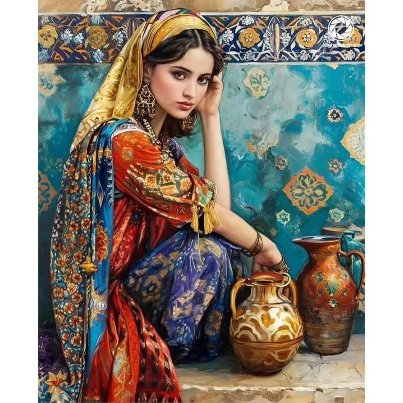 Красивая девушка холст живопись традиционная культура искусство иранская женщина портрет постеры для гостиной домашний декор настенное искусство