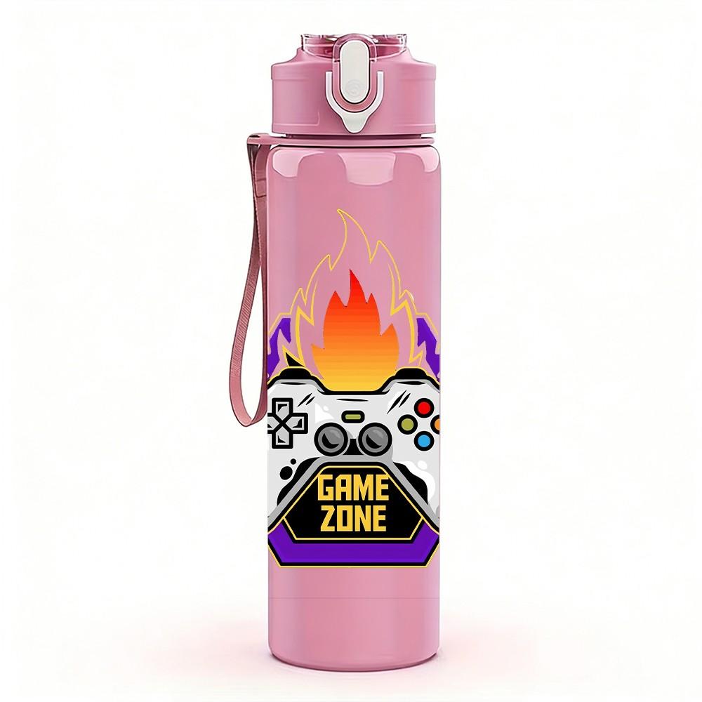 1PC Game Controller Fire Gaming Print 750ml Color Plastic Sports Water Bottle Leakproof Flip Straw Lid Suitable for Sports Office Home Use