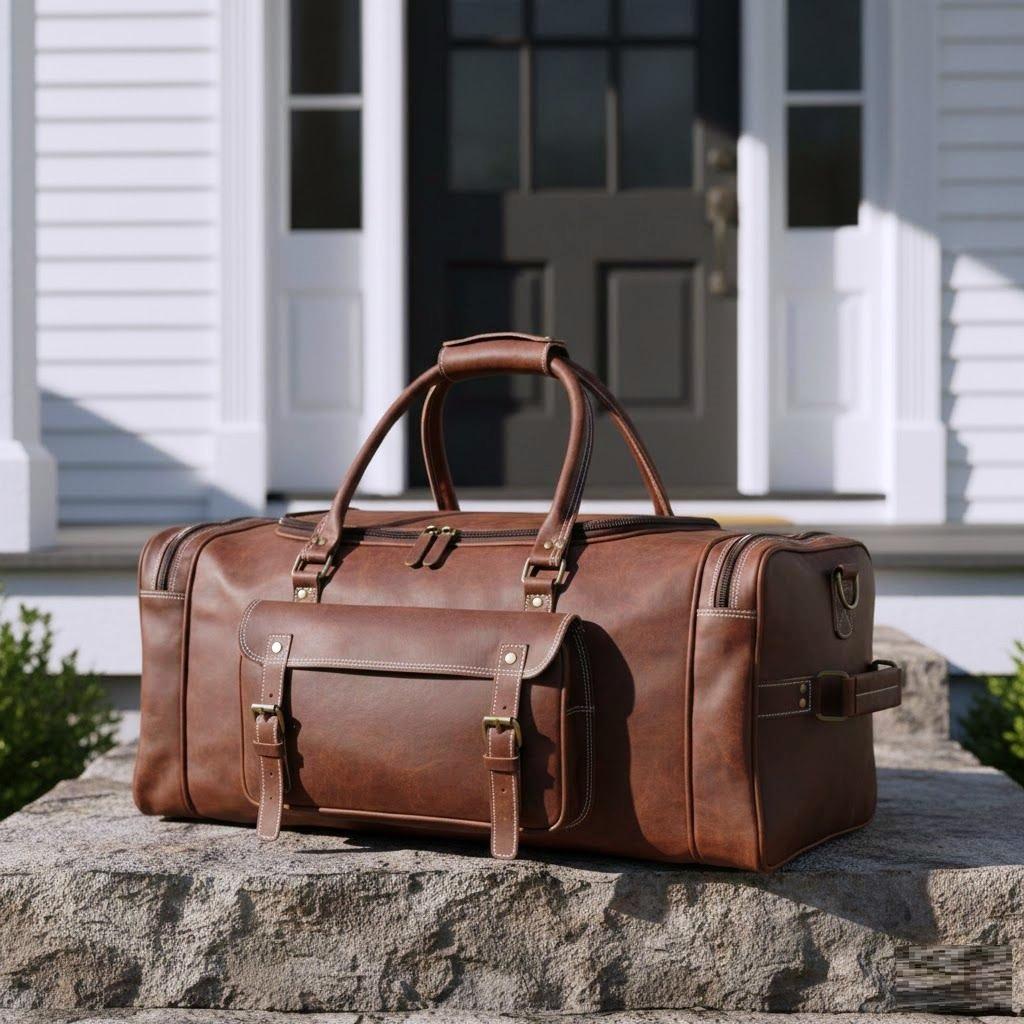 Кожаная спортивная сумка Кожаная дорожная сумка для багажа Сумка для выходного дня, семейная праздничная сумка