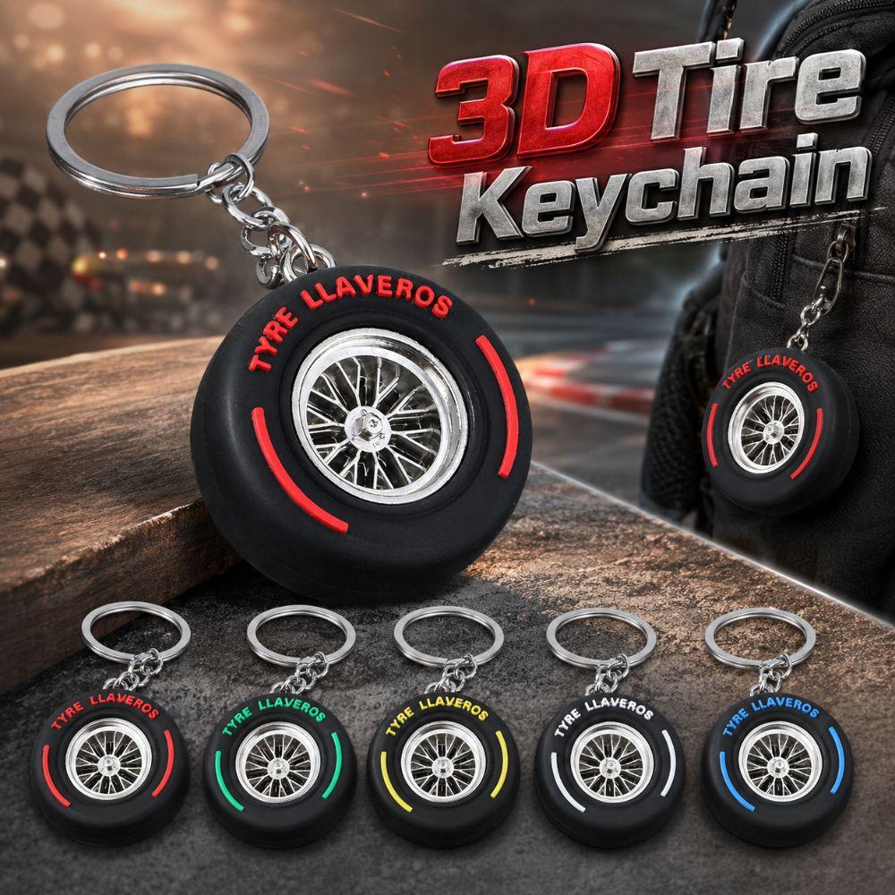Realistic Car Wheel Pendant Metal Rubber Racing Tire Pendant Keys,Backpack Ornaments