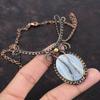 Мексиканский агат Лагуна Лейс Ожерелье Ожерелье, обернутое медной проволокой Регулируемое ожерелье Украшения ручной работы Ожерелье из драгоценных камней Ювелирные изделия из медной проволоки