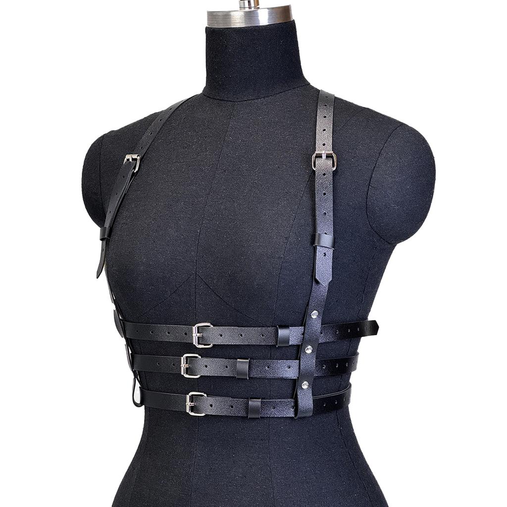 Goth Harness Pu Leather Harness Adjustable Studded Decor Harness Women Gothic Harness Lingerie Bondage Belt