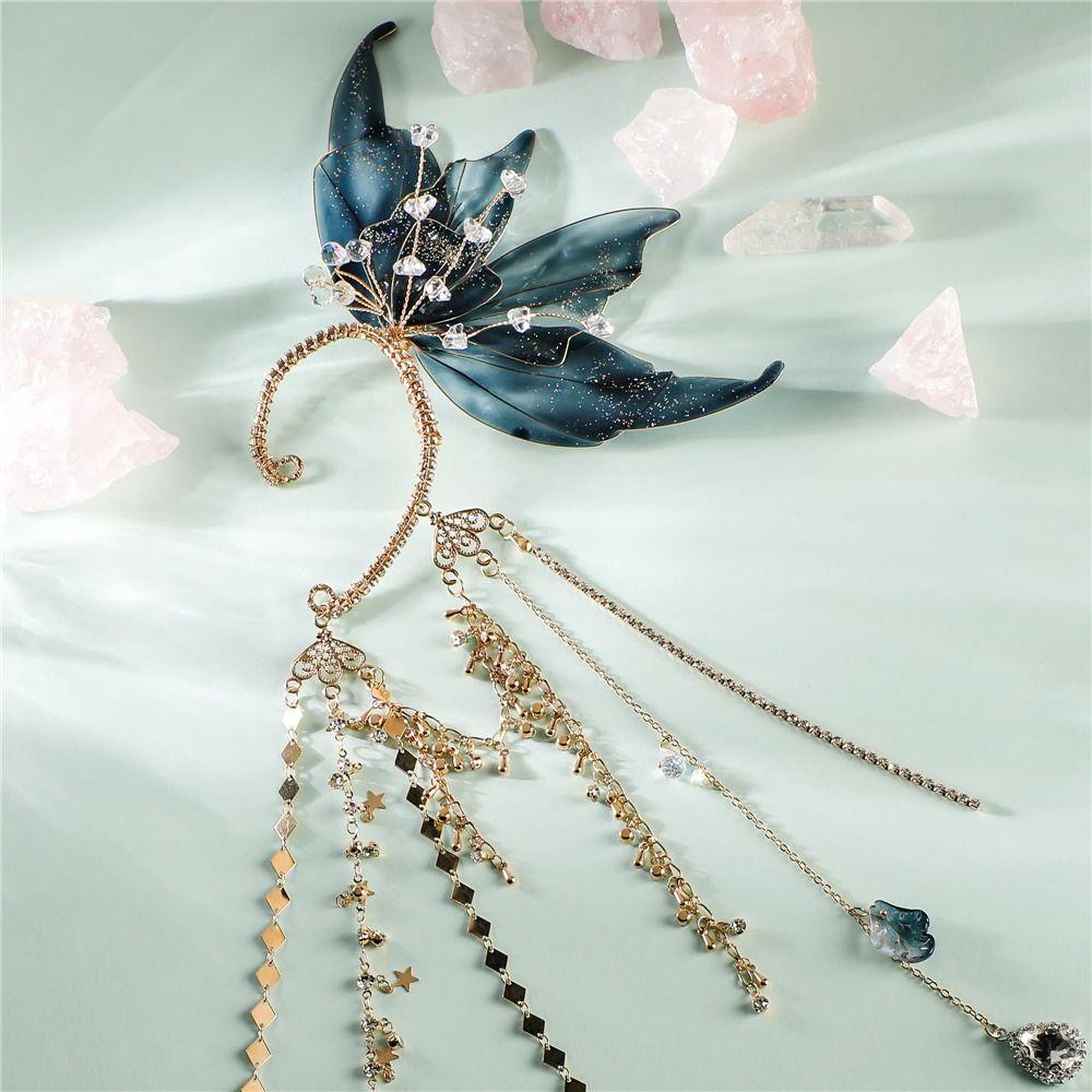 Каффы для ушей в виде эльфа с белым цветком, золотые манжеты для ушей в виде русалки для Хэллоуина, Рождества, свадьбы, вечеринки