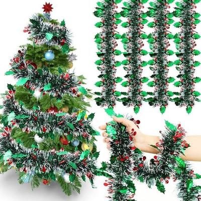 2 шт. Многоразовая рождественская гирлянда 2 м, подвеска для поделок, мишура, блестящая мишура, регулируемые украшения для рождественской елки, рождественская елка