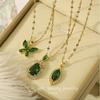 Подвеска-ожерелье Изумрудная бабочка: Роскошная титановая стальная ключичная цепочка для женщин