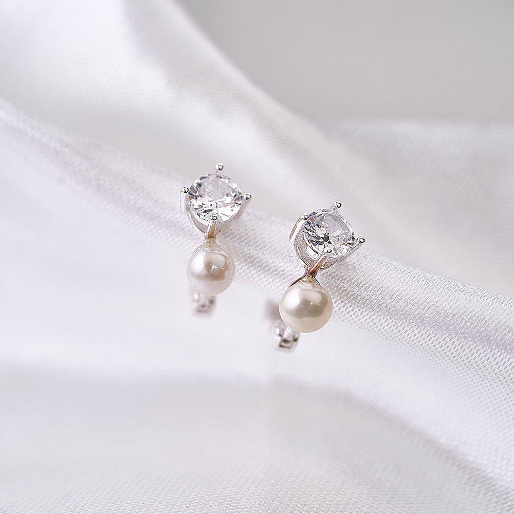 Серьги из серебра 925 пробы с жемчугом и застежкой Q One-Touch