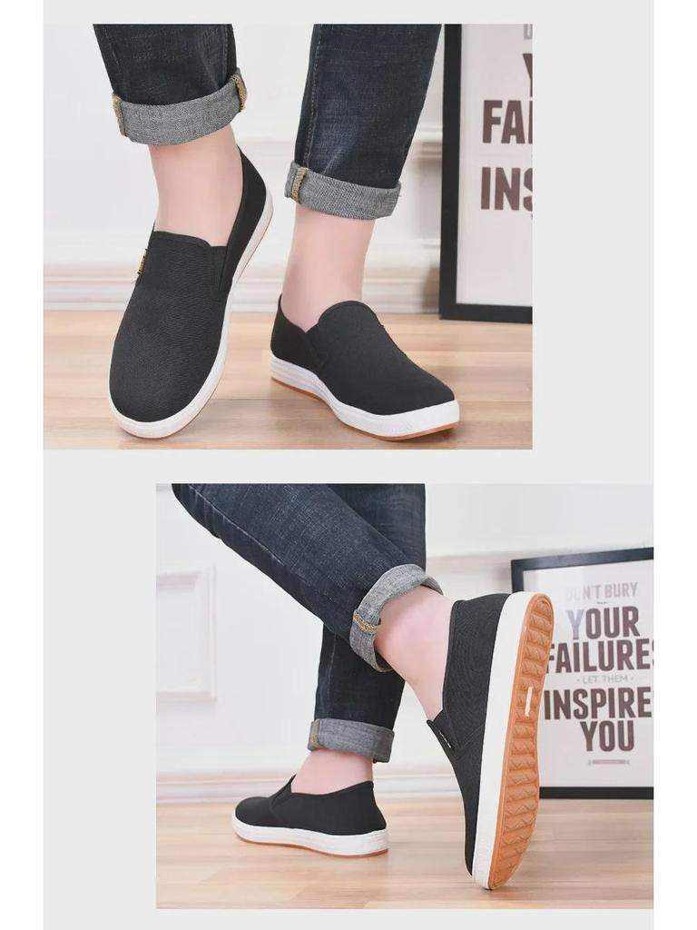 Мужские низкие парусиновые туфли - повседневный стиль осени 2023 года в стиле старого Пекина