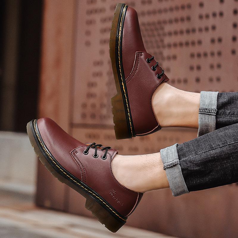 Весенний Инструментарий Ботинки Martin Кожаные Инструментарий для Пары Круглый Носок Низкие Мужская И Женская Уличная Обувь