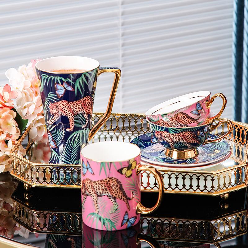 Креативная розовая кружка из костяного фарфора с изображением леопарда, гепарда, керамическая чашка для кофе, молока, воды, дневного чаепития, домашняя посуда для напитков