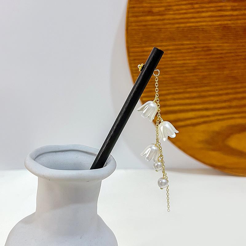 Национальный стиль Жемчужный цветок Кисточка Кисточка Кисточка Подвеска Аксессуар для ханьфу Заколка для волос Женская Новая китайская Древний стиль Заколка для волос с колокольчиком и орхидеей